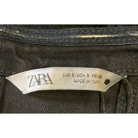 Zara Small Black Denim Bustier Dress Strapless Button Midi Women Jean NWT New - Picture 6 of 10